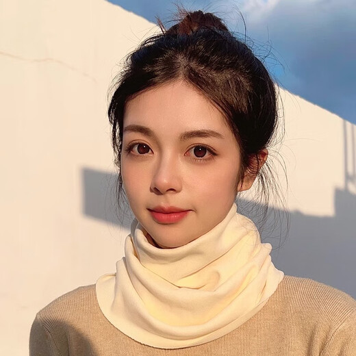 Green Jian Tang velvet warm neck gaiter for men in autumn and winter, simple and versatile neck gaiter for women, cold and windproof cycling scarf, beige + coffee color, German velvet neck gaiter