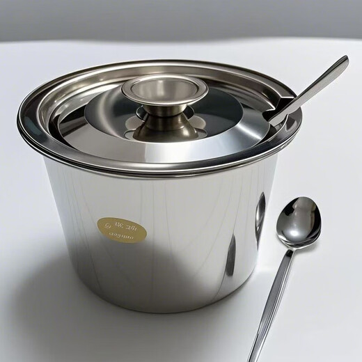 Kamanpai raised stainless steel basin with lid, commercial stall, sauce basin, stainless steel cold mix, household stainless steel sauce basin, stainless steel, non-magnetic stainless steel, white steel, separate lid opening 14cm