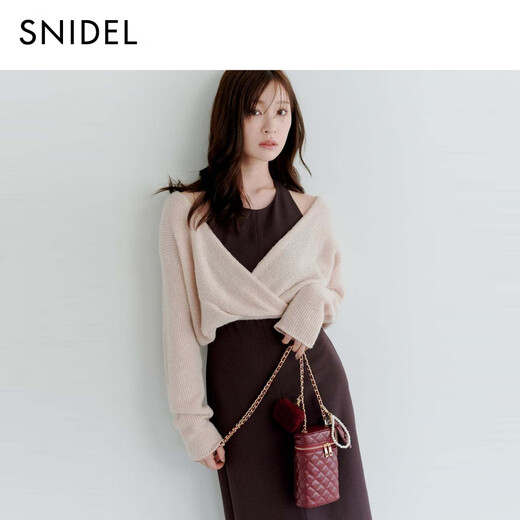 SNIDEL2025 automne et hiver nouveau produit simple robe dos nu pull paresseux ensemble deux pièces SWNO254192 rose clair M (1)