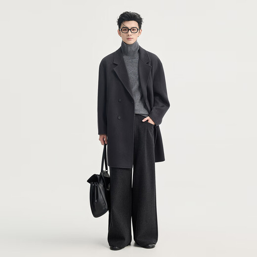 Piaget Zall graphene + goose down lining 100% pure wool wool coat one-hand length men's medium-length coat