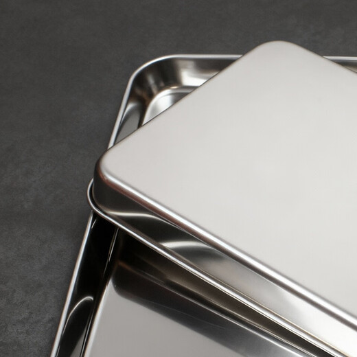 Stainless steel rectangular tray flat bottom rice roll square plate food grade commercial household barbecue plate disinfection and dressing changing plate pure 304 stainless steel 40*30*2.5cm