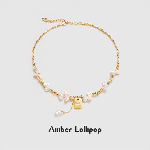 Amber Lollipop Wang Yuwen's same style pearl necklace women's clavicle chain neck necklace anniversary birthday gift for girlfriend and wife gold-wind chime flower