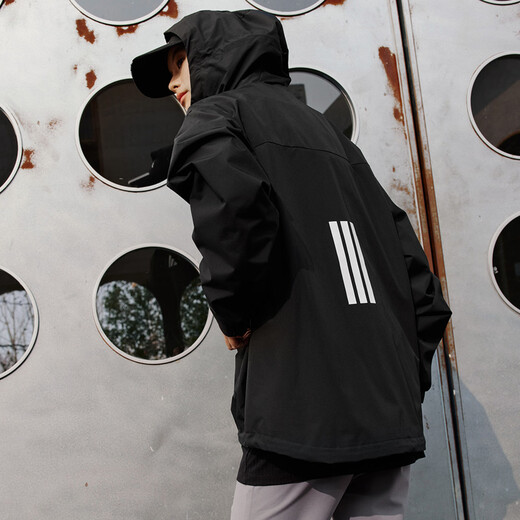Adidas water-repellent woven hooded jacket for men and women in autumn Adidas official light sports black S