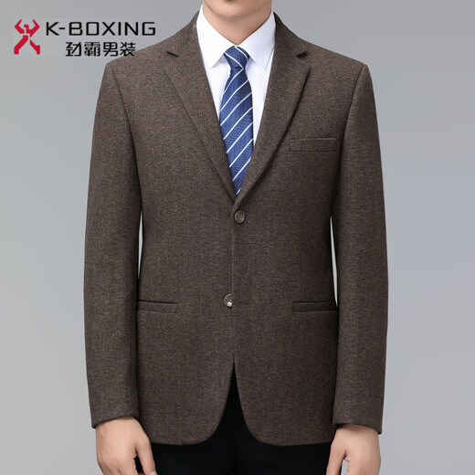 K-Boxing Men's Cashmere Suit Men's Business Casual Men's Middle-aged Wool Professional Suit Jacket Non-ironing Thickened Top 621-2 Brown S 165/46