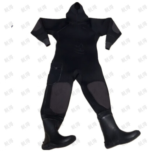 Hangde winter full dry wetsuit one-piece 6MM thickened waterproof and warm wetsuit wear-resistant cold dry suit deep diving without hood (one piece) XXL (height 180-185cm)