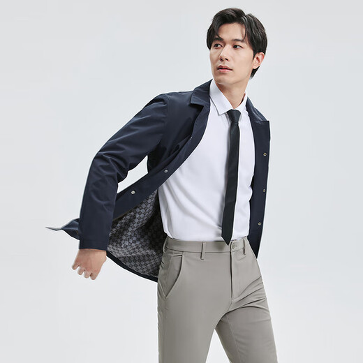 Septwolves windbreaker men's coat autumn and winter lapel thin cotton business casual commuting versatile windproof warm and comfortable men's clothing