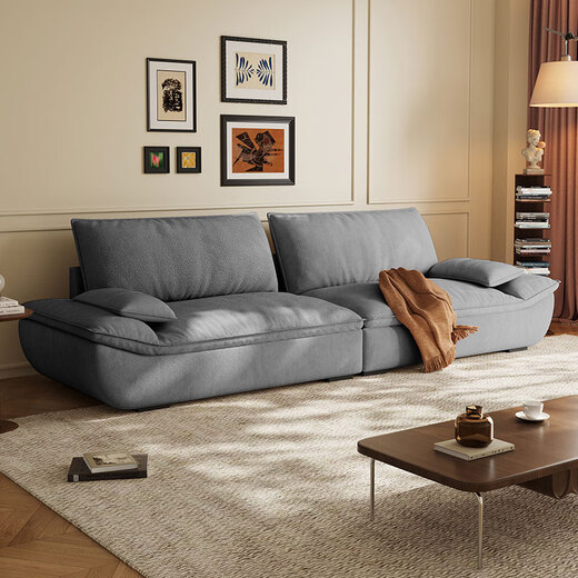 Mengshangjia fabric sofa living room small apartment sailing French cream style 2025 designer new complete furniture 2.1 meters three-seater flagship version - cat scratch cloth violet + ordinary sponge