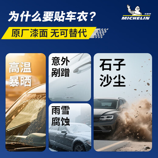 MICHELIN Invisible Car Cover Film Full Body Film TPU Material Anti-scratch Car Cover Paint Protective Film Thickness Upgraded 8MIL Package Construction 8MIL Imported Covestro-True TPU Base Material Consult Customer Service for Orders