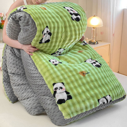 Fantasy thickened beanie fleece rabbit plush quilt, autumn and winter children's quilt, winter quilt, single dormitory learning blanket, panda rabbit fleece beanie quilt 110x150cm 2Jin Jin equals 0.5 kg single beanie quilt