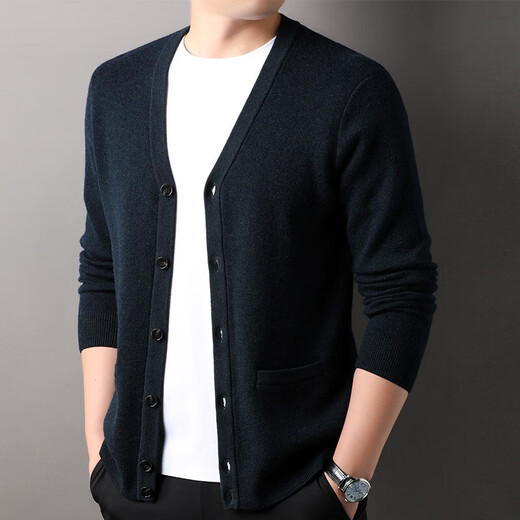 100% wool thickened classic knitted cardigan sweater for men in autumn and winter new pure wool sweater for men's outer wear Zhongcai XL 180/96A(115)