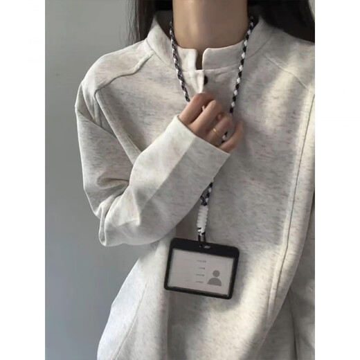 Semir American deconstructed POLO shirt Henry collar long-sleeved T-shirt for men and women in autumn design right shoulder bottoming shirt spring and autumn sweatshirt Semir black M