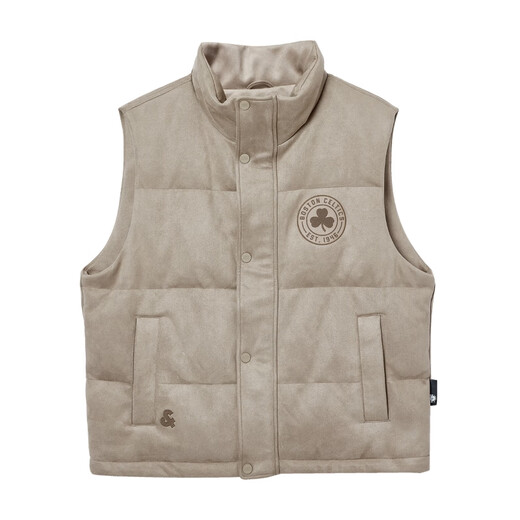 JACK&JONES NBA joint Celtics men's winter vest letter print stand collar down top 225434002 E11 Khaki M (175)