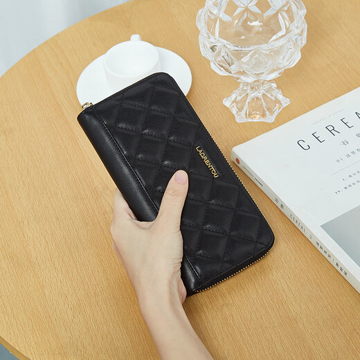 Old lady's first-layer cowhide wallet, large capacity, long coin card holder, wallet holder, clutch bag, light luxury birthday gift