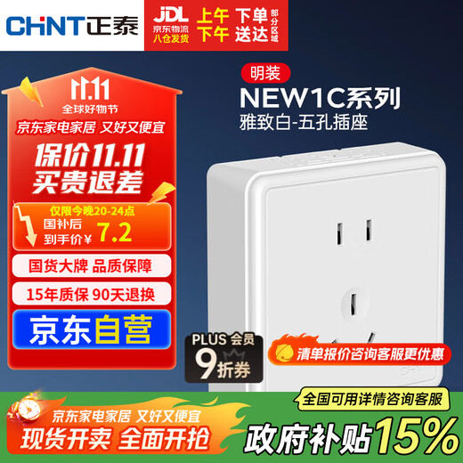 Panneau de prises de commutateur en saillie Chint (CHNT), série 1c, prise à cinq trous 10A