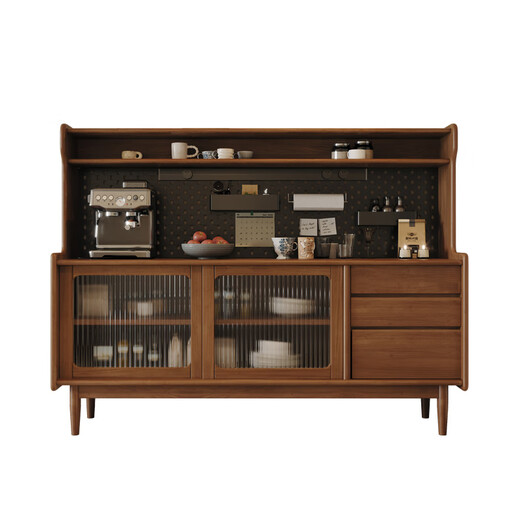 Moon Shadow Comb Tung antique-style solid wood sideboard black walnut retro glass cabinet restaurant home wall storage cabinet storage cabinet 1.6 meter sideboard + power rail (please note color when ordering)