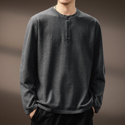 AX Armani broken code 2026 high-end American retro Henry long-sleeved sweater men's autumn new trendy brand loose dark gray S recommended weight 95-115Jin Jin equals 0.5 kg
