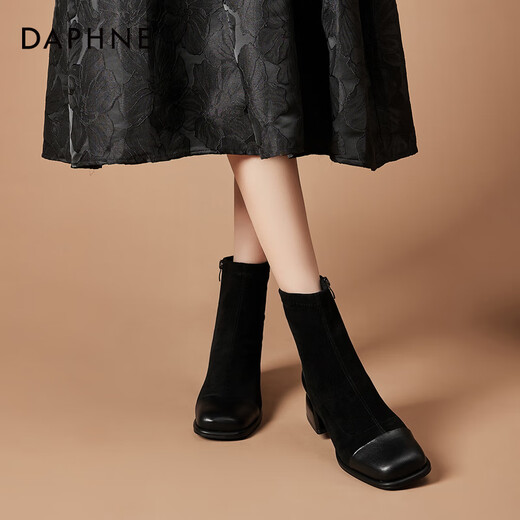 Daphne short boots for women 2025 new autumn and winter French high-heeled slim boots with temperament and versatile Martin boots for women black 37