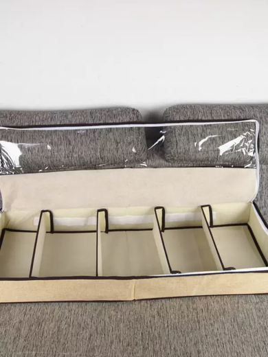 Yusenyi Japanese shoe box Oxford cloth transparent hard grid adjustable storage shoe box Cotton and linen under-bed boot box and bed bottom organizing box Cotton and linen gray 80x25x10cm