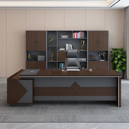 Boss desk, CEO desk, executive desk, single supervisor desk, manager desk, full set of simple office furniture, 1.6m boss desk + side cabinets