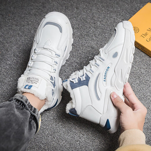 Yierkang Botas de nieve para hombres Autumn Workwear Martin Shoes Mass's Fashion Student Student High Top Sports Anti-Slip Plus Fleece Blue 9902 Blue 39