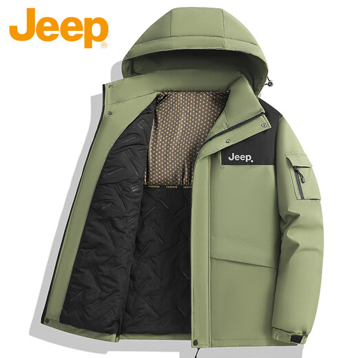 JEEP Jeep Cotton Jacket Men's Winter Jacket Men's Workwear Down Cotton Warm Cotton Jacket Cold-proof Charge Cotton Jacket Men Black XL