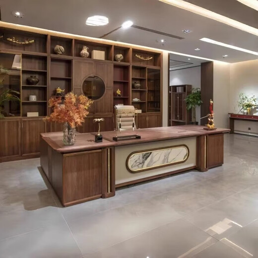 Solid wood executive desk new Chinese style boss desk light luxury high-end president desk manager office desk and chair combination customized-contact customer service