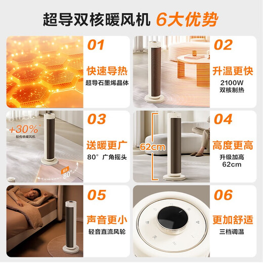 AIRMATE Super Single Product Heater/Graphene Heater/Electric Heater/Electric Heater Household Whole House Heating Electric Heating Small Solar Heater K72