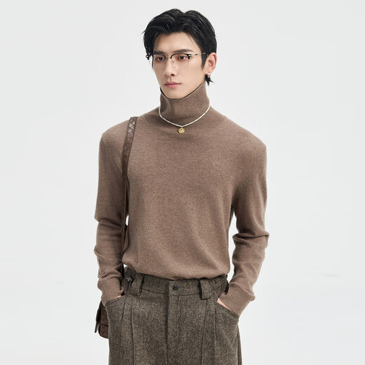 Earl Zall wool cashmere 25 autumn and winter solid color high-end knitted sweater men's turtleneck inner base sweater