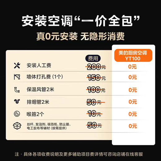 Midea kitchen air conditioner, small cool square, ceiling-mounted 1.5 HP, new level of energy efficiency, frequency conversion, energy saving, large cooling capacity for oil fume, household kitchen air conditioner, kitchen air conditioner, large 1.5 HP, YT100, new product without outdoor unit