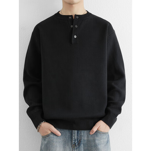 Zimei American old money style sweater men's autumn and winter lapel cotton Henry neck sweater thickened polo bottoming sweater dark coffee M _115Jin Jin is equal to within 0.5 kg