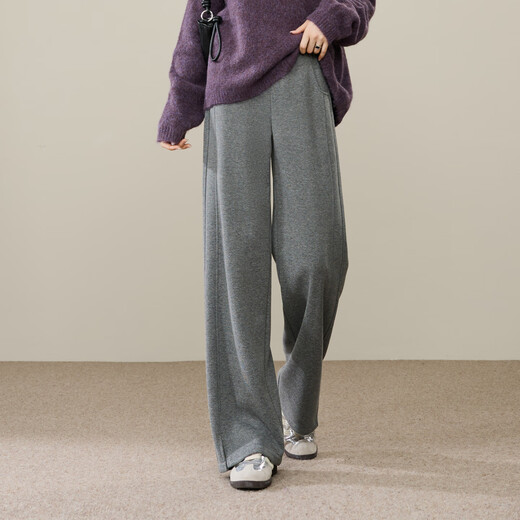 ESE-Y herringbone pattern acetate wool plus velvet narrow straight pants for women winter thick high waist drape casual wide leg white pants black gray 28