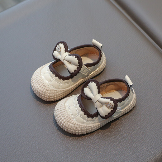 Terranis Yangma recommends spring new baby girl bow princess shoes soft sole infants 0-1-3 years old off-white 16_inner length 12.0cm