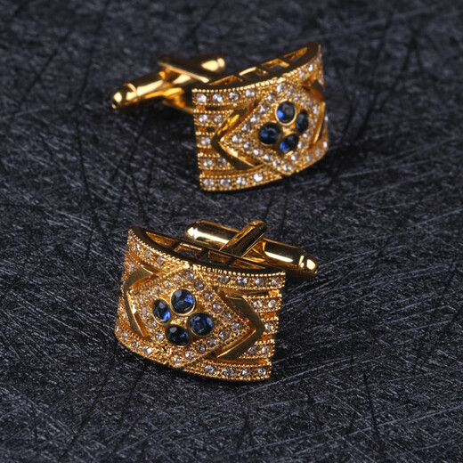 Lieshang gold-plated deep blue cufflinks for men, simple French shirt sleeve studs, suit cuff buttons, light luxury birthday gift, deep blue Lord cufflinks