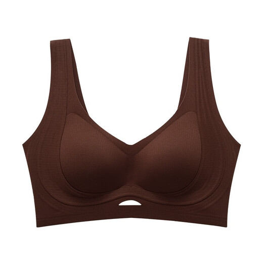 Ancient and modern wide shoulder straps, vertical stripes, seamless bra, no sense of push-up, warm and close to the chest, soft, comfortable and warm winter underwear, cocoa brown 2XL (40) =90abc cup recommended 135-150Jin Jin is equal to 0.5 kg