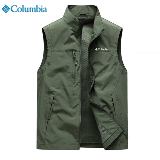 Columbia 2025 outdoor vest men's autumn casual vest fishing photography vest vest work jacket dark blue XL size