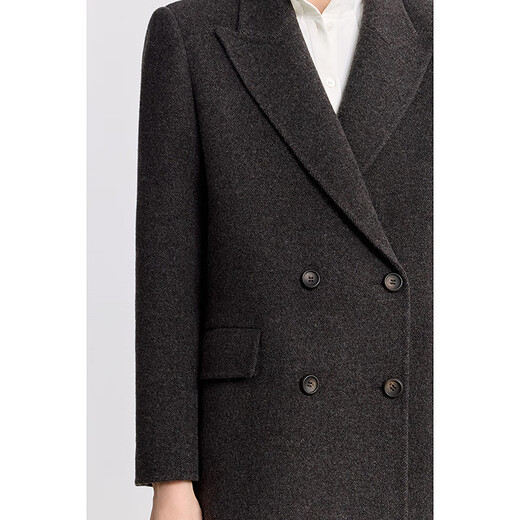 LILY2025 new winter style wool mulberry silk blended old money style silhouette temperament commuting woolen suit jacket for women 734 rock brown L