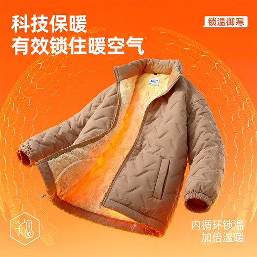 Warrior three-proof technology cotton jacket men's winter cold-proof and warm plus velvet thickened cotton jacket men's versatile loose jacket