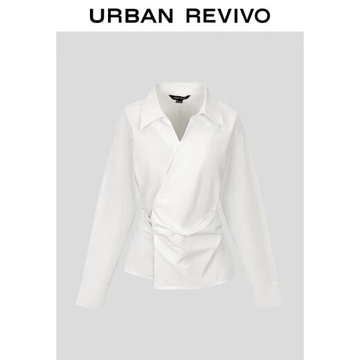 UR2025 Winter New Feminine Pleated Waist Irregular Hem Blouse Shirt UWM250159