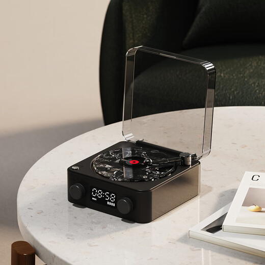 NOOWERE Water Ripple Bluetooth Audio Listening to the Sea Vinyl Speaker Wireless Record Player Chinese Valentine's Day Birthday Gift KTV Player CD Player Record Player Vinyl Small Steel Cannon Glaze Dark Night Black Listening to the Sea Audio No Specifications