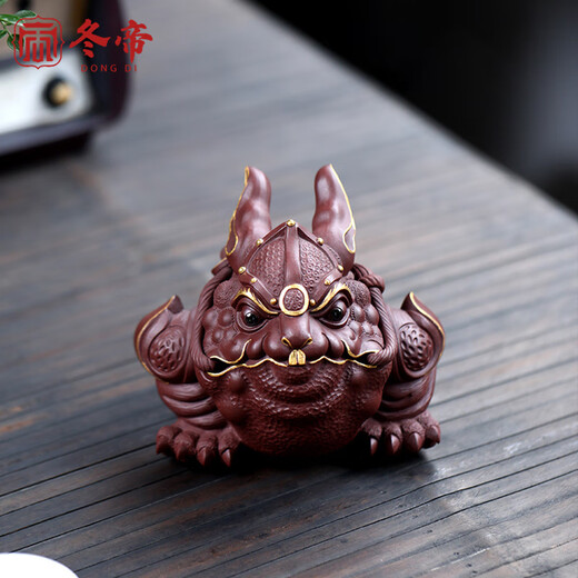 Winter Emperor Yixing Purple Clay Tea Pet Golden Toad Ornaments Boutique Chen Hongjun Handmade Rabbit Golden Toad Pixiu Tea Tray Decoration Tea Play Chen Hongjun-Golden Rabbit Toad