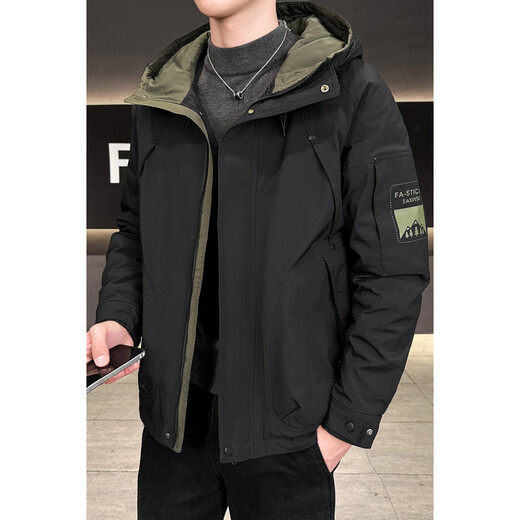 Playboy (PLAYBOY) Outdoor Men's Cotton Clothes Winter Thickened Jackets New Trendy Brand Style Coldproof Clothes Large Size Workwear Jackets Men Black M