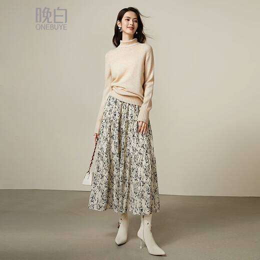 Late White New Product 2025 Winter Wool Fashion Simple Casual Warm Sweater Temperament Turtleneck Sweater Women Beige M