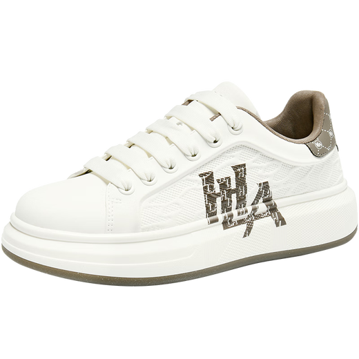 海澜之家（HLA）男鞋时尚小白鞋子男士百搭夏季休闲板鞋HAABXM3DFH370 白棕色42
