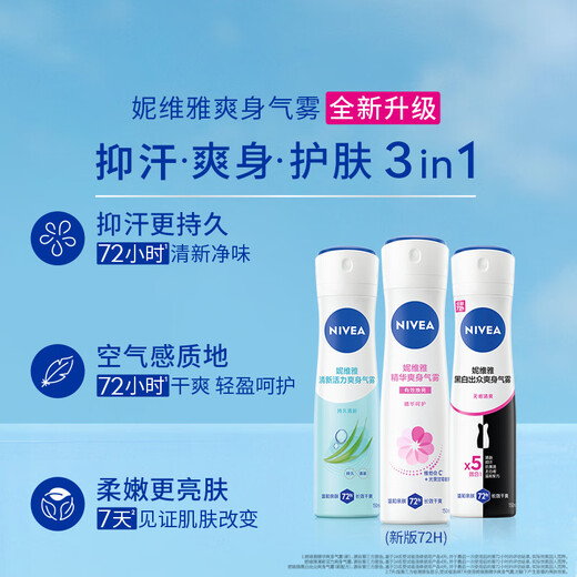NIVEA Vitality Fresh Body Mist 150ml (fresh and cooling armpit antiperspirant spray, long-lasting dryness)