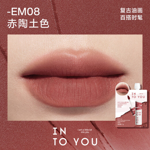 INTO YOU hot-selling heroine bag lip mud matte matte velvet student lips and cheeks dual-use not easy to remove dry gift to girlfriend bag lip mud EM08