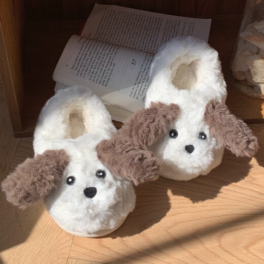 Thin strips (XIXITIAO) cute children's plush cotton slippers winter non-slip warm parent-child shoes ins style all-inclusive model_off-white 24-25 (inner length about 16.5cm)