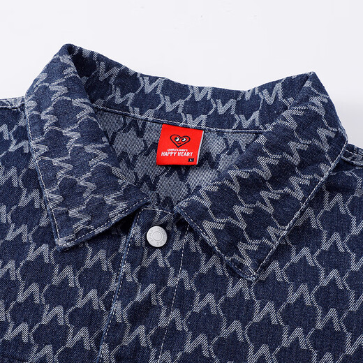 Charles Heart and Wang Churan's same style American retro all-over jacquard denim jacket men's hip-hop high street couple jacket L