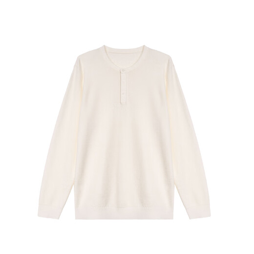 Zhengchen/Zhengchen mulberry silk cashmere blended Henry collar sweater men's autumn top Y-M96352 white S 48