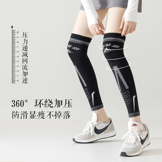 Acalen Muscle Women's Knee Socks Long Non-Slip Running Fitness Dark Gray_Pack Over-the-Knee Compression Leggings 2 Pairs One Size Fits All (Over-the-Knee_Compression Leggings Knee Guard_Anti-Slip)