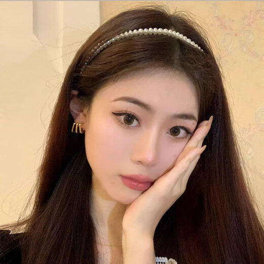 French elegant large pearl headband, feminine, versatile and high-end, going out, hair-pressing headband, daughter-in-law style headwear, large and small pearls 6-12mm